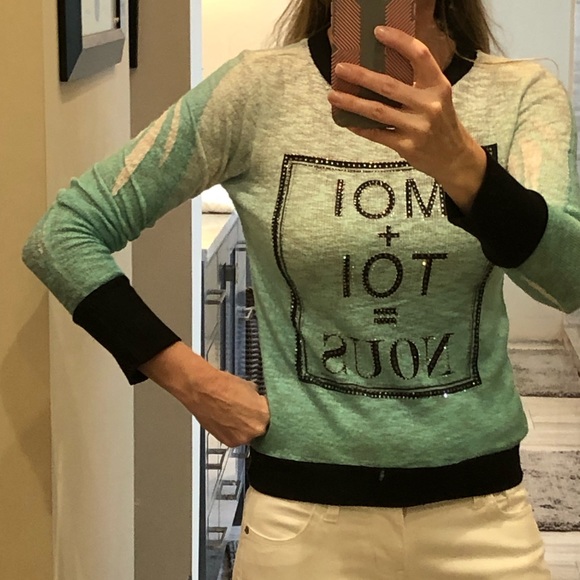 3/$15 Crimson ivy sweater black, white, green - Picture 4 of 4